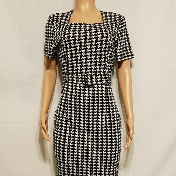 black and white checkered bodycon dress